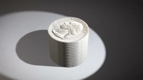 An Animation of a Stack of Quarters Turning Into a Pie Chart Stock Footage 42206935