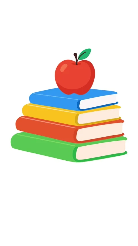 Animation stack of textbooks with apple education concept Stock-Footage 346374059