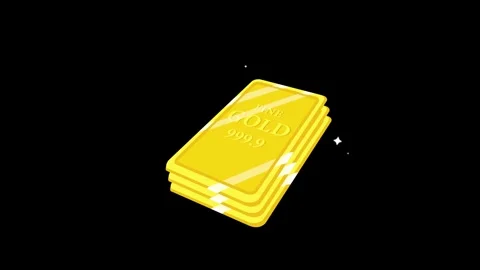 Animation of Stacked Gold Bars with Sparkling Highlights on a Dark Background Stock Footage 324699797