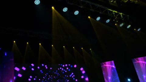 Animation of stage lights frame. Bright shiny stage lights flashing movement Stock Footage 161134945