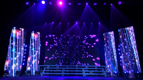 Animation of stage lights frame. Bright shiny stage lights flashing movement Stock Footage 161135088
