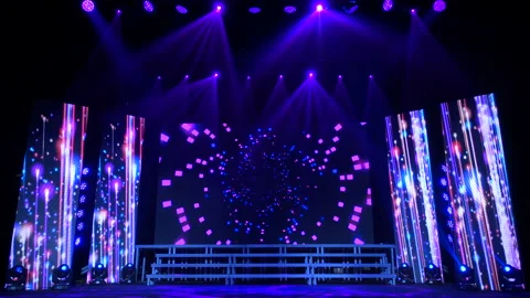 Animation of stage lights frame. Bright shiny stage lights flashing movement Stock Footage 161135618