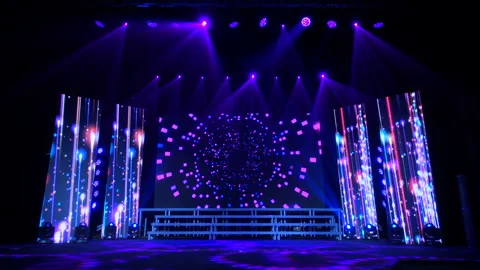 Animation of stage lights frame. Bright shiny stage lights flashing movement Stock Footage 161135867