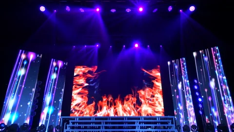 Animation of stage lights frame. Bright shiny stage lights flashing movement Video stock 161154990