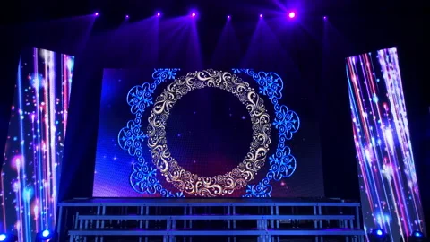 Animation of stage lights frame. Bright shiny stage lights flashing movement Stock Footage 162883331