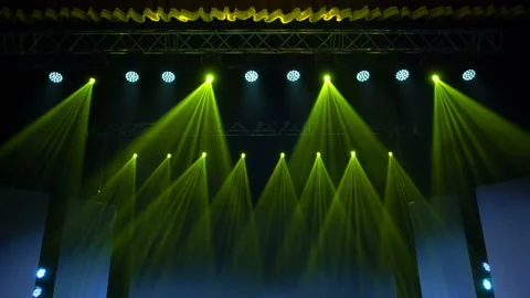 Animation of stage lights frame. Bright shiny stage lights flashing movement Stock Footage 162884260