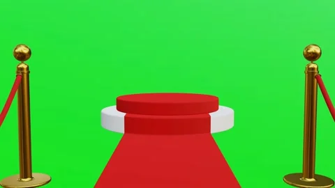 Animation of Stage with red carpet and golden rope barrier on green screen Stock Footage 228020002