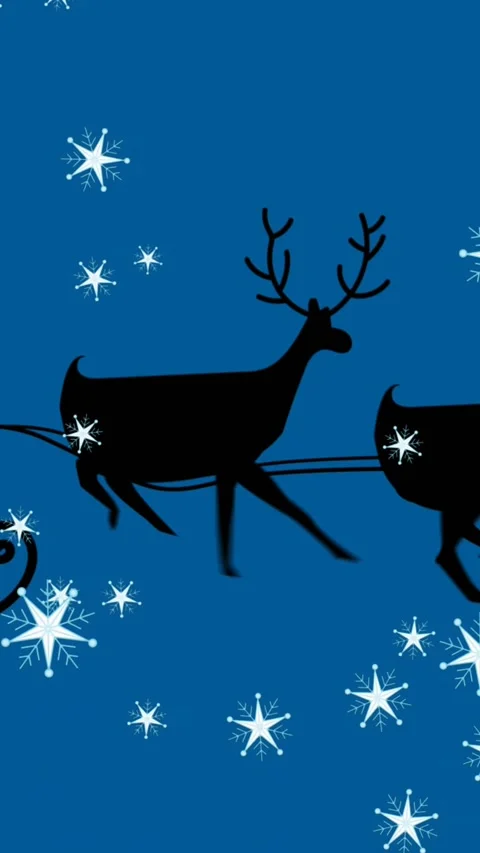Animation of stars falling over silhouette of santa claus in sleigh being pulled Stock Footage 344693128