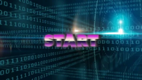 Animation of start over binary code and lights on black background Stock Footage 328523260
