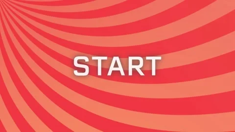 Animation of start text banner against radial rays in seamless pattern on orange Stock Footage 330732755
