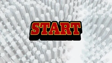 Animation of start text with explosive vector over white hexagonal shapes Stock Footage 204710766