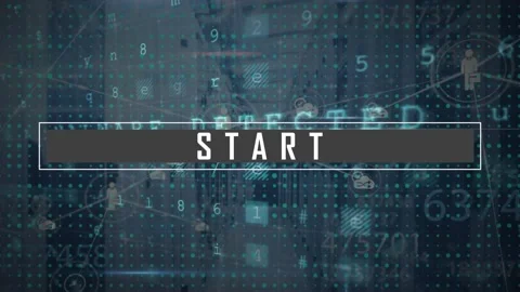 Animation of start text, network of digital icons, cyber security data Stock Footage 329693938