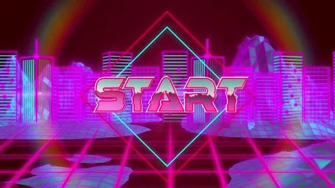 Animation of start text over digital cit... | Stock Video | Pond5