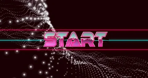 Animation of start text over neon pattern background Stock Footage 330771935