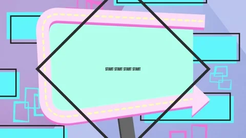Animation of start text over shapes on p... | Stock Video | Pond5