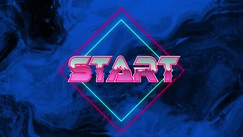 Animation of start text with shapes over blue backround Stock Footage 169858383