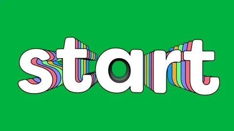 Animation of start text in white letters with rainbow outline on white Stock Footage 324892674