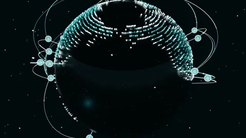 Animation starting, rotating dotted globe forming global connections in space, Video stock 337964638