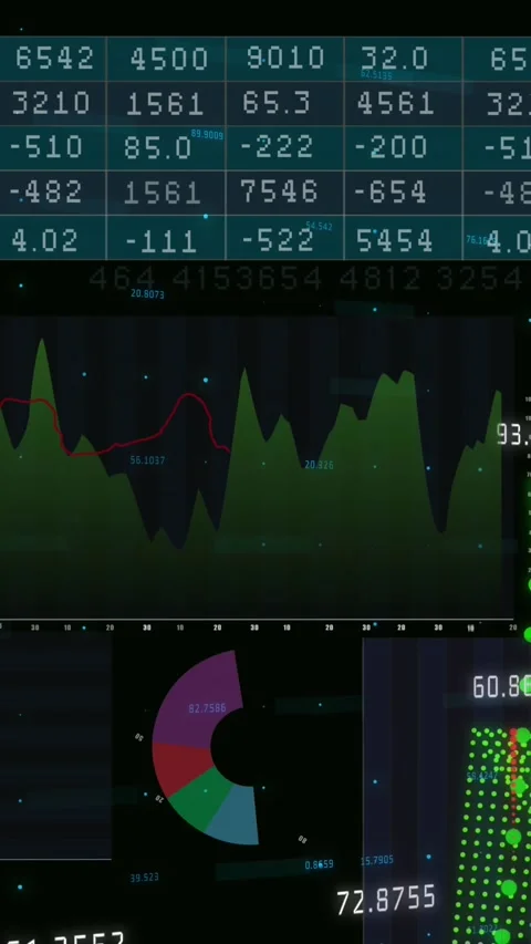 Animation of statistical and financial data processing against black background Stock Footage 344783153