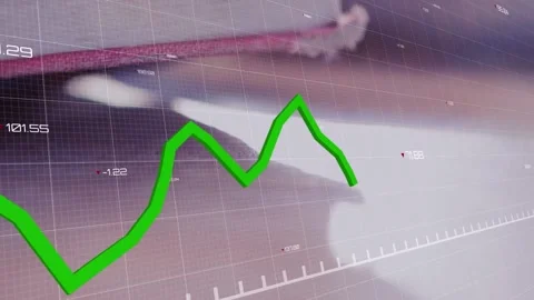 Animation of statistical data processing against close up of a file document Stock Footage 234948408