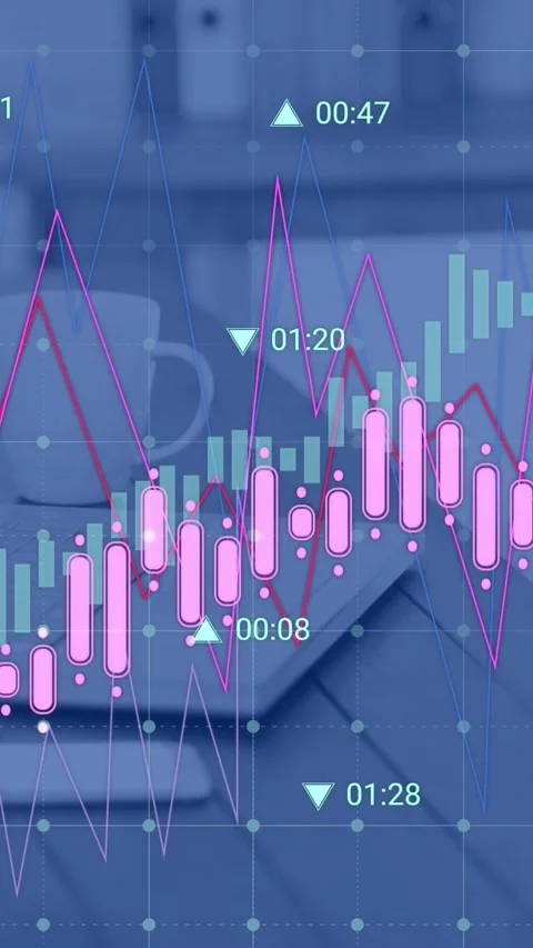 Animation of statistical data processing against smartphone, laptop and coffee Stock Footage 320160542