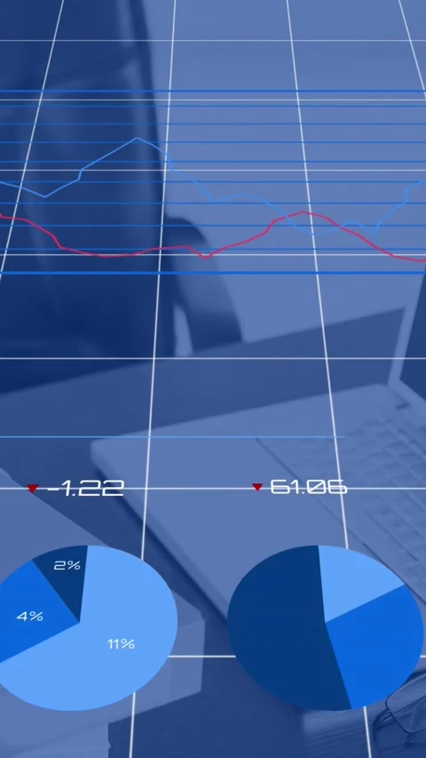 Animation of statistical data processing against close up of a office table Stock Footage 320228959