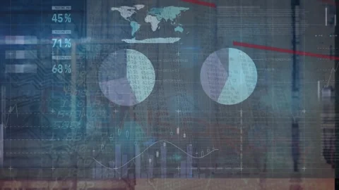 Animation of statistical data processing against microprocessor connections on Stockbeeldmateriaal 327961559