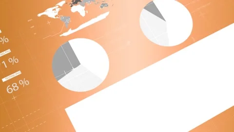 Animation of statistical data processing against orange gradient background Stock Footage 328154612