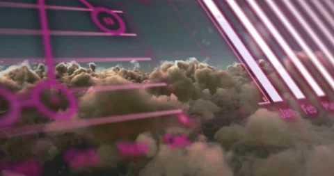 Animation of statistical data processing against clouds in the sky Stock Footage 328507240