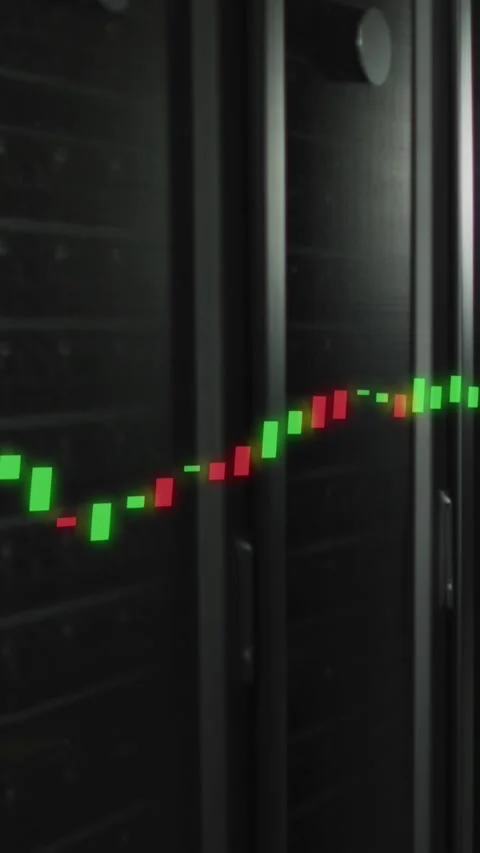 Animation of statistical data processing against computer server room Stock Footage 342612908