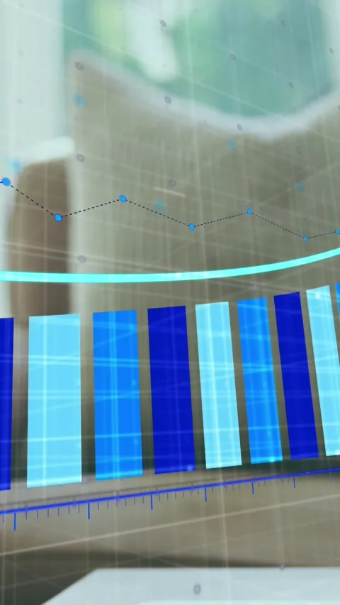 Animation of statistical data processing against close up of laptop on a table Stock Footage 343955657
