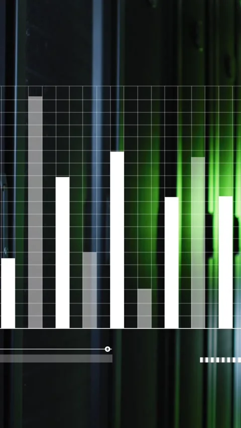 Animation of statistical data processing against computer server room Stock Footage 343955988