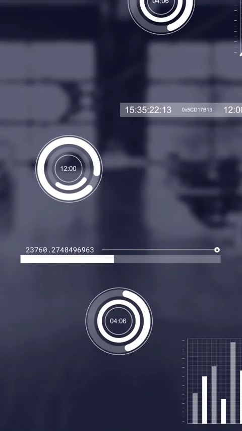 Animation of statistical data processing against empty office Stock Footage 344636329