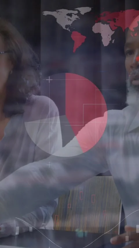 Animation of statistical data processing against diverse businesspeople Stock Footage 344636679