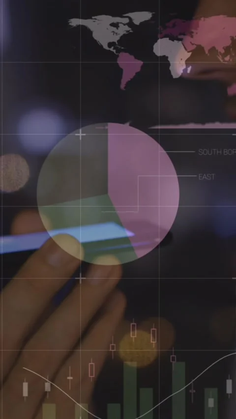 Animation of statistical data processing against caucasian man talking on Stock Footage 344636690