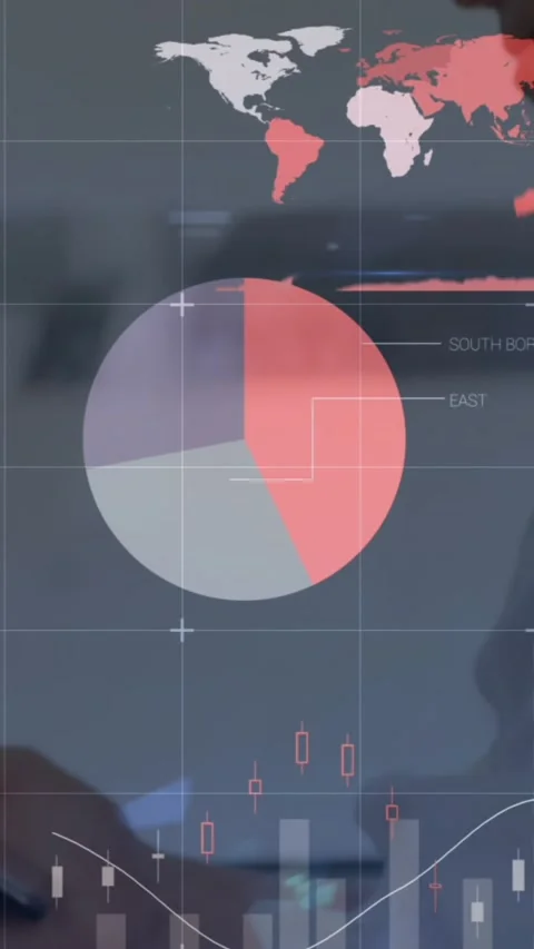 Animation of statistical data processing against asian man talking on smartphone Stock Footage 344679544