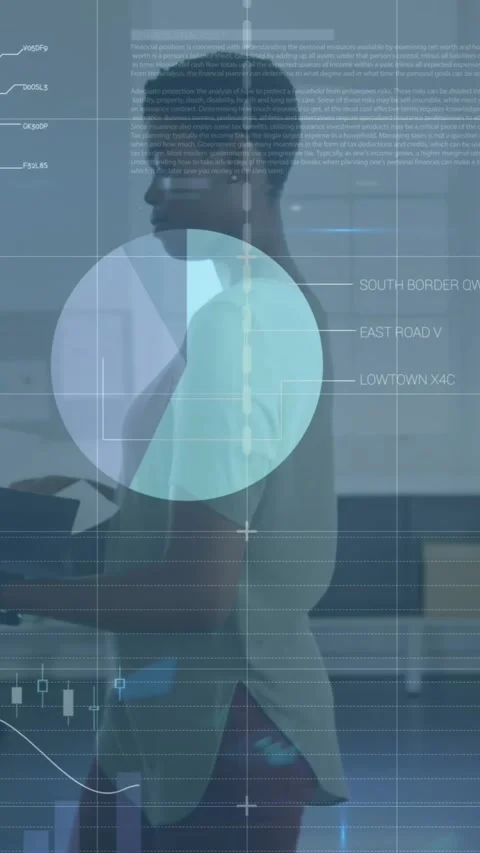 Animation of statistical data processing against african american woman with Stock Footage 344706676