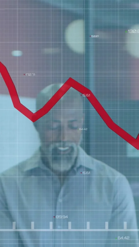 Animation of statistical data processing against diverse colleagues discussing Stock Footage 344723383