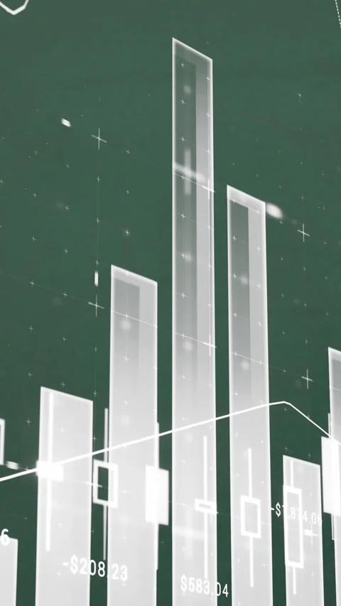 Animation of statistical data processing against green background Stock Footage 344745880