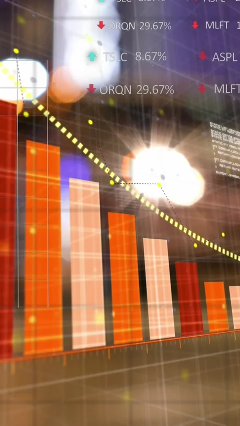 Animation of statistical data processing against blurred view of night city Stock Footage 344745909