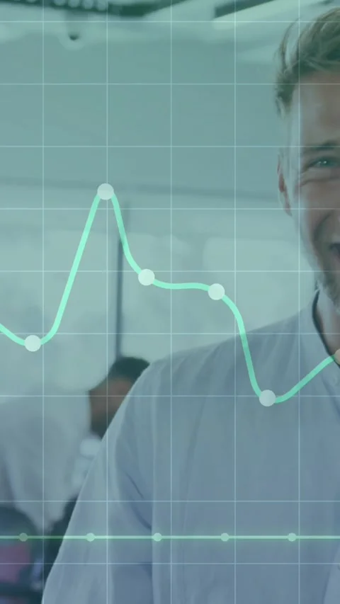 Animation of statistical data processing against portrait of caucasian man Stock Footage 344775020