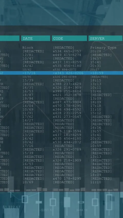 Animation of statistical data processing against empty computer server room Stock Footage 344783133