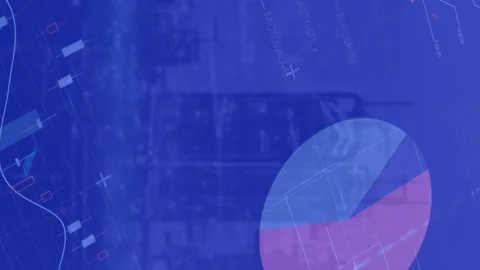 Animation of statistical data processing and blue light spot against aerial view 動画素材 312979313