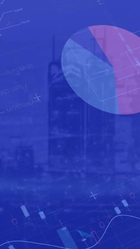 Animation of statistical data processing and blue light spot against aerial view 動画素材 320921988