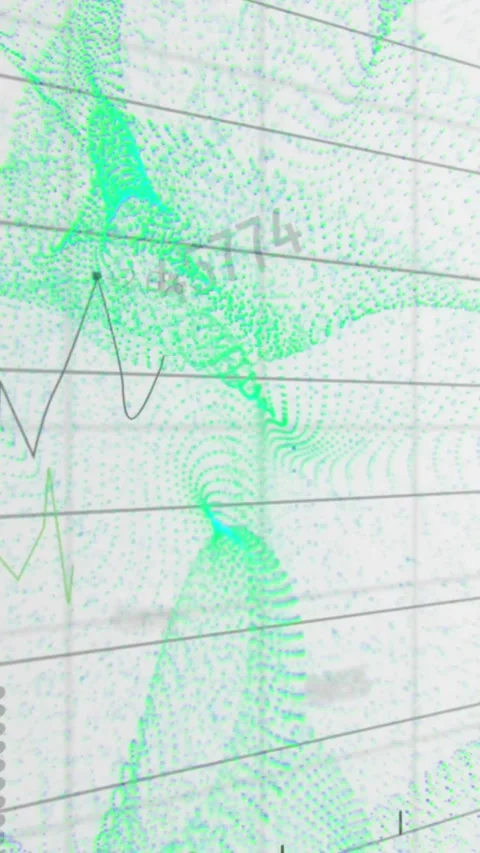 Animation of statistical data processing and changing numbers over digital wave Stockbeeldmateriaal 321265734