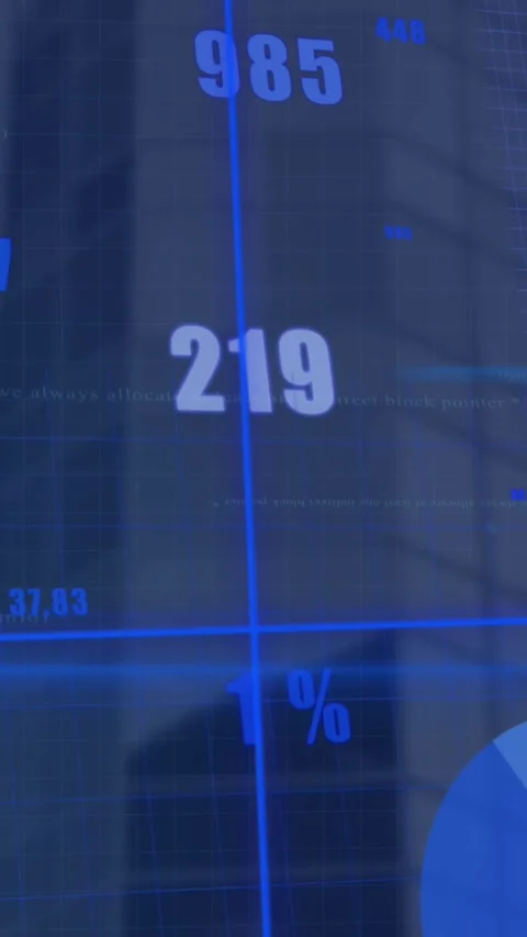 Animation of statistical data processing and blue light spot against aerial view 動画素材 321381985
