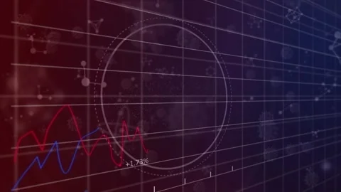 Animation of statistical data processing and covid-19 cells and dna structure on Stock Footage 326192361