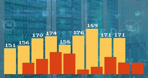 Animation of statistical data processing and network of digital icons against Stock Footage 328311144