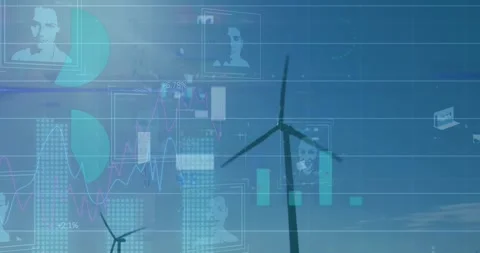 Animation of statistical data processing and profile icons against spinning Stock Footage 329770605