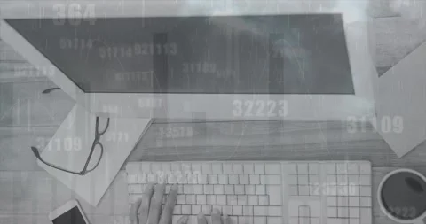 Animation of statistical data processing and changing numbers over office 스톡 동영상 330871660